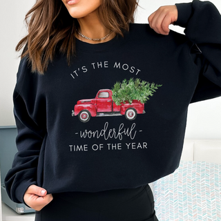Most Wonderful Time Christmas Truck Christmas Sweatshirt