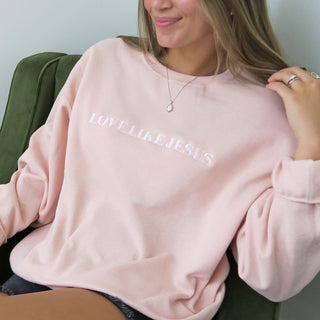 Embroidered Sweatshirt Love Like Jesus Christian Crewneck