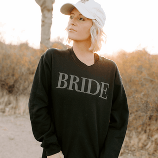 Embossed Bride Black Sweatshirt Engagement Gift