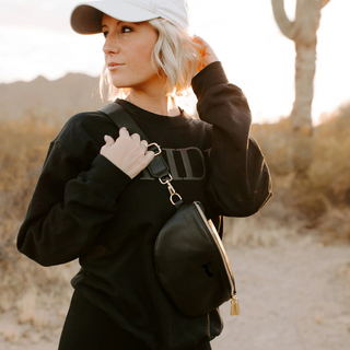 Black Leather Fanny Pack Crossbody Bags