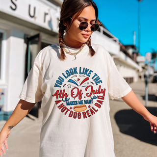 4th of July hot dog shirt, funny patriotic shirt for women, Independence Day movie quote tee, you look like the 4th of July shirt, red white and blue BBQ shirt, Fourth of July humor shirt, hot dog real bad tee