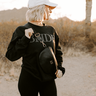 Embossed Bride Black Sweatshirt Engagement Gift