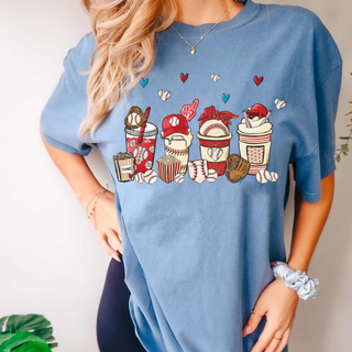 Baseball Lattes Comfort Colors Tee