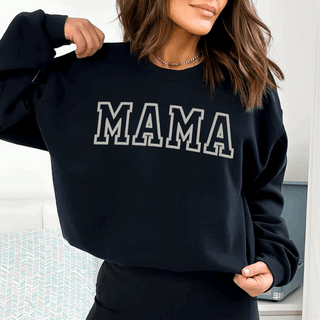 Embroidered Mama Sleeve Text Sweatshirt