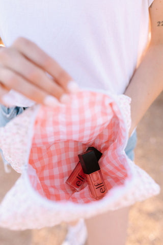Custom Embroidered Floral Quilted Makeup Bag