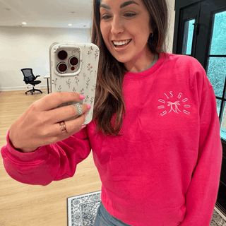 Embroidered God Is Good Bow Christian Sweatshirt