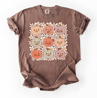 Pumpkins Pastel Floral Fall Comfort Colors Tee