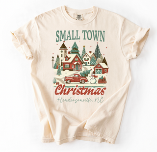 Personalized Small Town Christmas Comfort Colors Graphic Tee