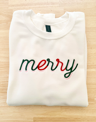 Merry Embroidered Christmas Sweatshirt