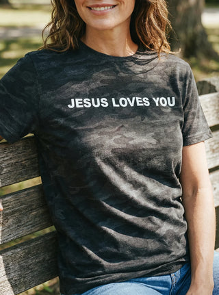 Christian Leopard and Camo Graphic Tee for Women