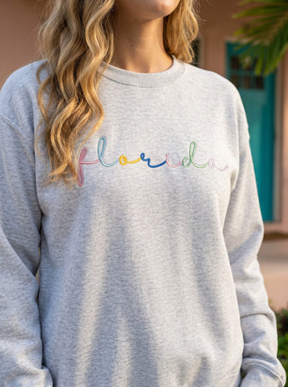 Custom Embroidered State Sweater Rainbow Team Name Sweatshirt