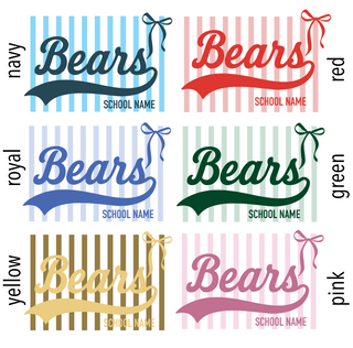 Custom Team Name Stripe Bow Comfort Colors Graphic Tee