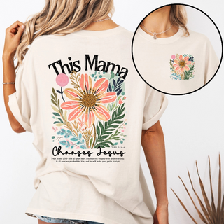 This Mama Chooses Jesus Floral Christian Comfort Colors Tee