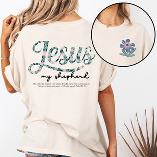 Jesus My Shepherd Floral Christian Comfort Colors Tee