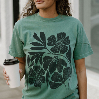 Black Floral Comfort Colors Graphic Tee