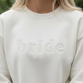Embroidered Floral Bride with Bow Sweatshirt Crewneck