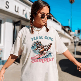 Feral Girl Summer Surfing Comfort Colors Graphic Tee