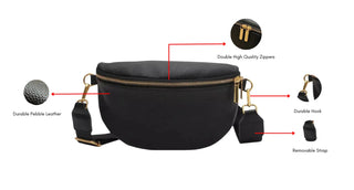 Black Leather Fanny Pack Crossbody Bags