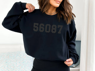 Custom Embossed City State or Area Code Name Sweatshirt