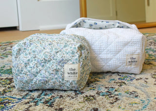 Custom Embroidered Floral Quilted Makeup Bag