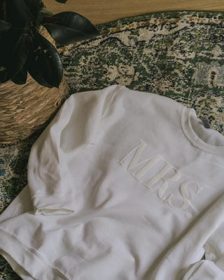 Mrs. Embossed Women's Sweatshirt Wedding and Engagement Gift