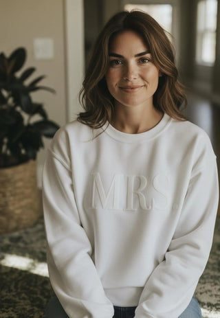 Mrs. Embossed Women's Sweatshirt Wedding and Engagement Gift
