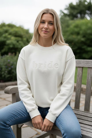 Embroidered Floral Bride with Bow Sweatshirt Crewneck