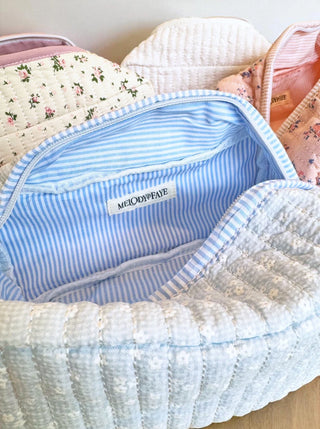 Quilted Floral Cosmetic Bag