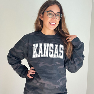 Personalized Camo College Style Crewneck Sweatshirt