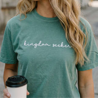 Kingdom Seeker Embroidered Christian Comfort Colors Tee