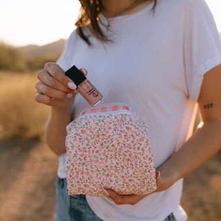 Floral Quilted Makeup Bag - Large