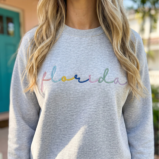 Custom Embroidered State Sweater Rainbow Team Name Sweatshirt