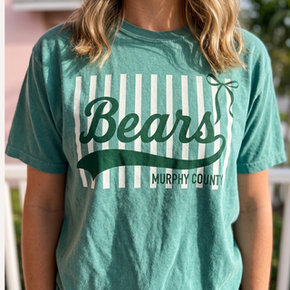 Custom Team Name Stripe Bow Comfort Colors Graphic Tee
