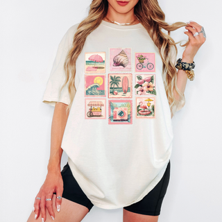 Pink Summer Beach Postcards Comfort Colors Tee