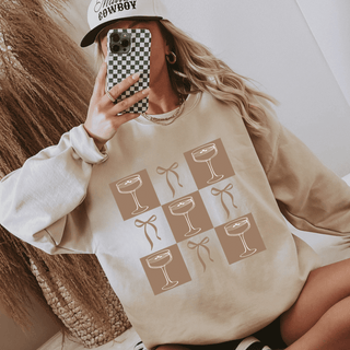 Bow & Espresso Martini Checkered Sweatshirt