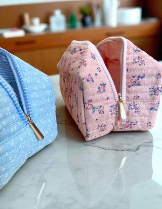 Quilted Floral Cosmetic Bag